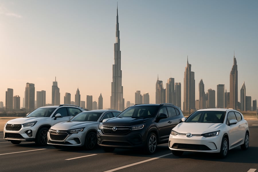 Modern vehicles ready for road travel in Dubai
