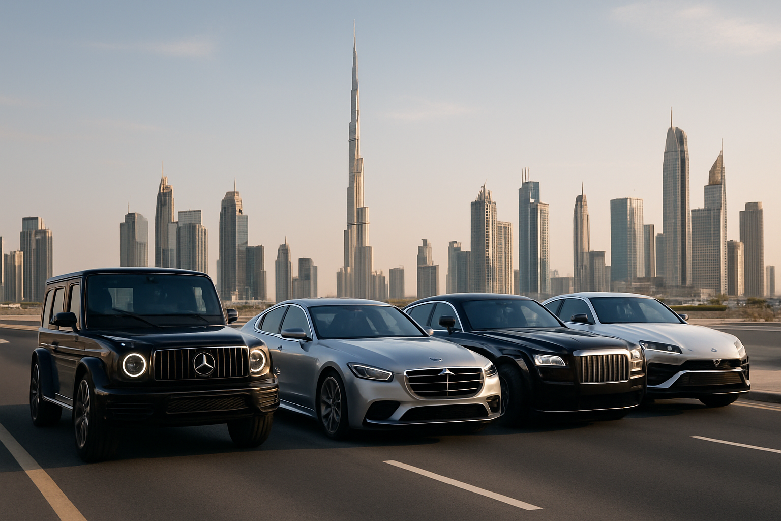 Luxury vehicles for road travel in Dubai